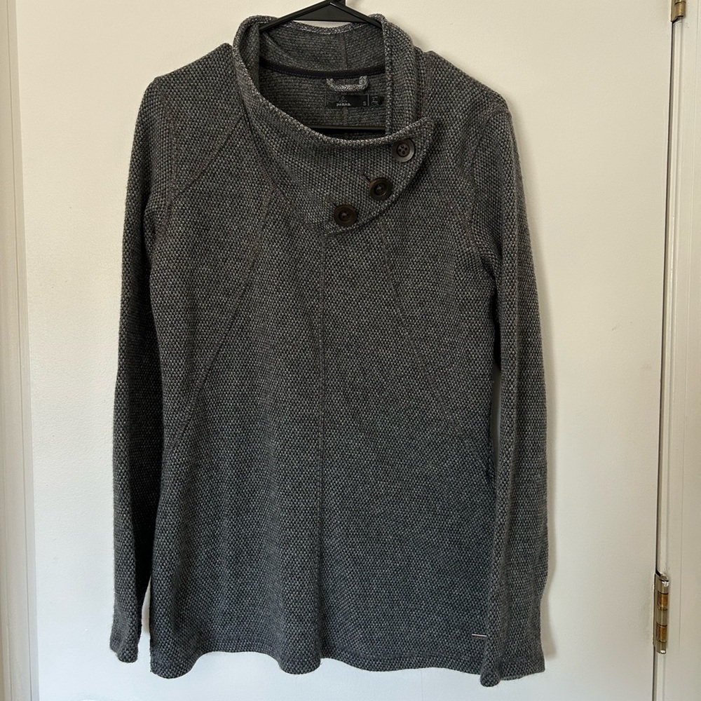 Prana Ebba Cowl Button Neck Collar Sweater